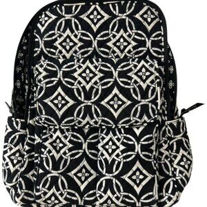 Vera Bradley Medium Size Quilted Backpack-New-Black/White-Adjustable Straps